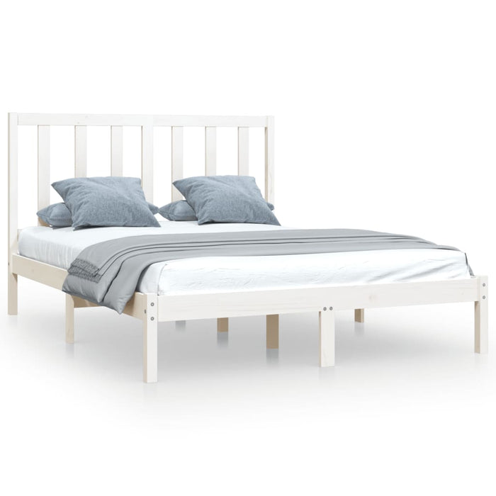 Bed Frame White Solid Wood Pine 120 cm
