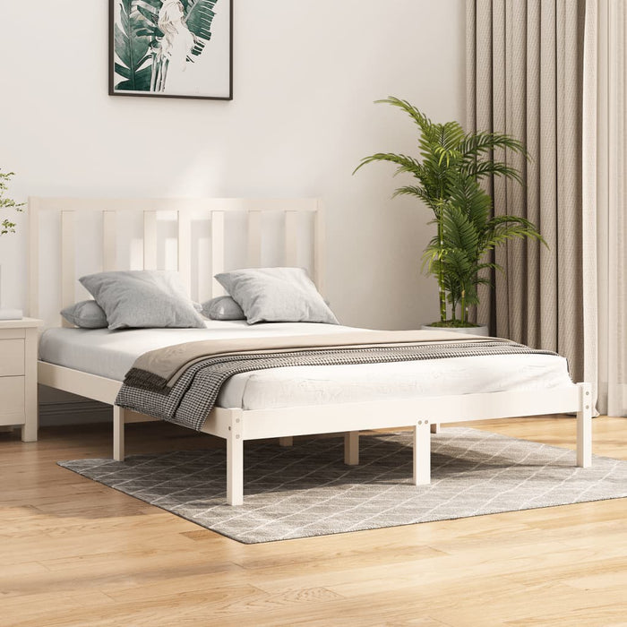 Bed Frame White Solid Wood Pine 120 cm