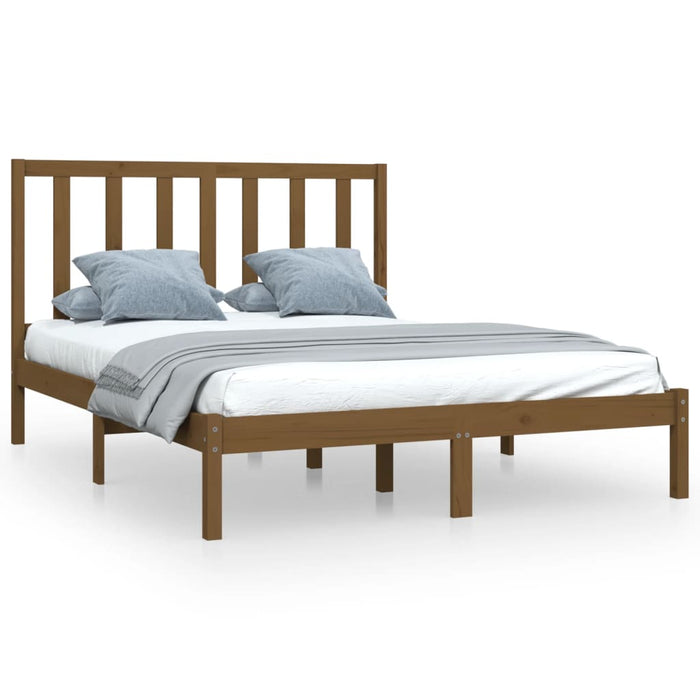 Bed Frame Honey Brown Solid Wood Pine 120 cm