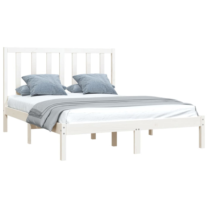 Bed Frame White Solid Wood Pine 5FT King Size