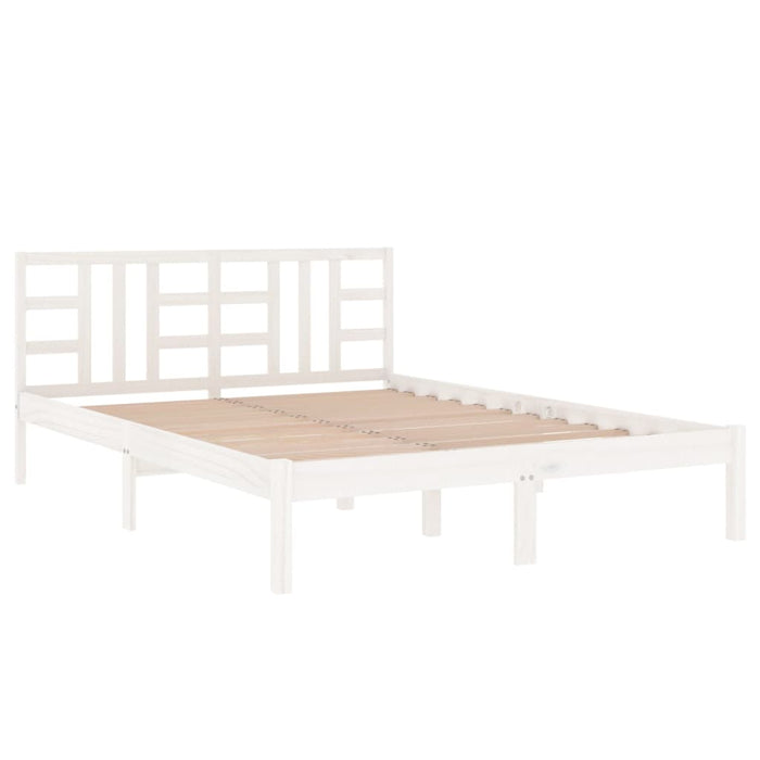 Bed Frame White Solid Wood 160x200 cm.