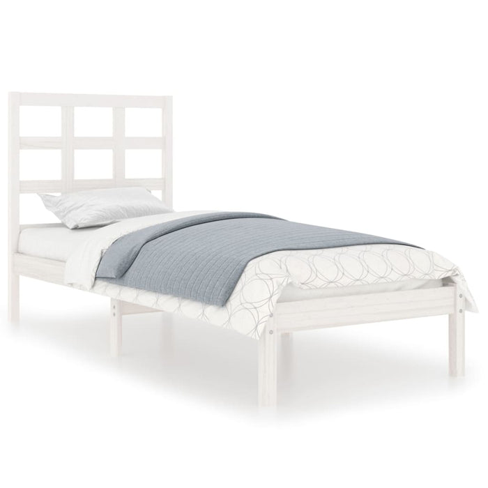 Bed Frame White Solid Wood 90X190 cm Single