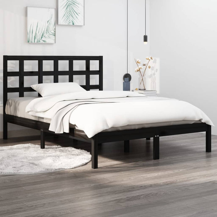 Bed Frame Black Solid Wood 160x200 cm.