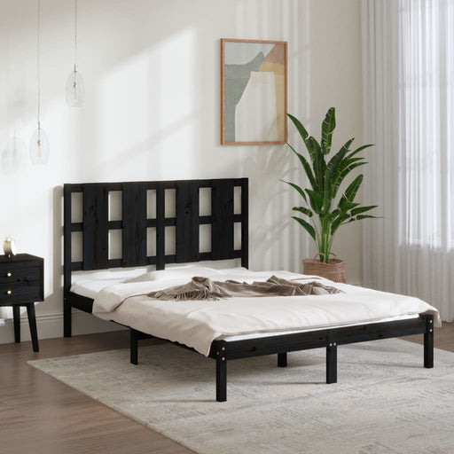 Bed Frame Black Solid Wood Pine 120x200 cm.