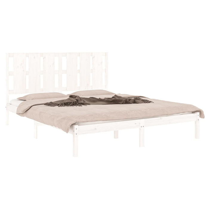Bed Frame White Solid Wood 5FT King Size