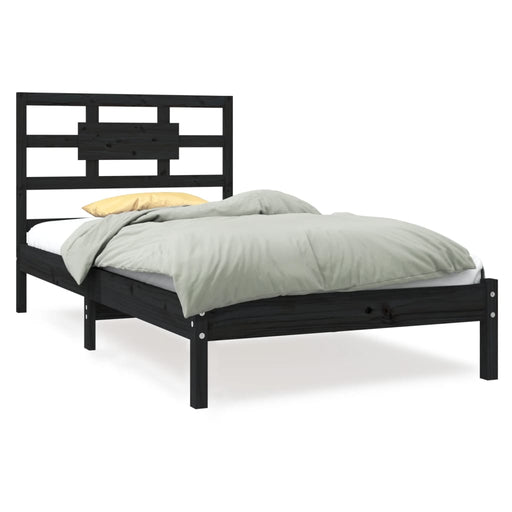 Bed Frame Black Solid Wood 90x200 cm.