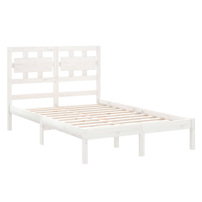 Bed Frame White Solid Wood 120x200 cm.