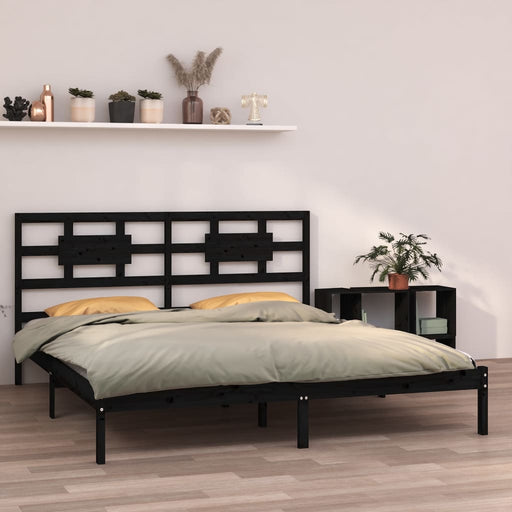 Bed Frame Black Solid Wood 180x200 cm 6FT Super King.