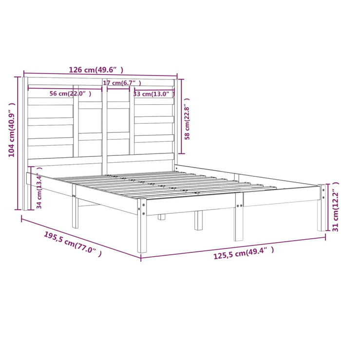 Bed Frame Solid Wood 120x190 cm 4FT Small Double.