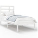 Bed Frame White Solid Wood 100x200 cm.