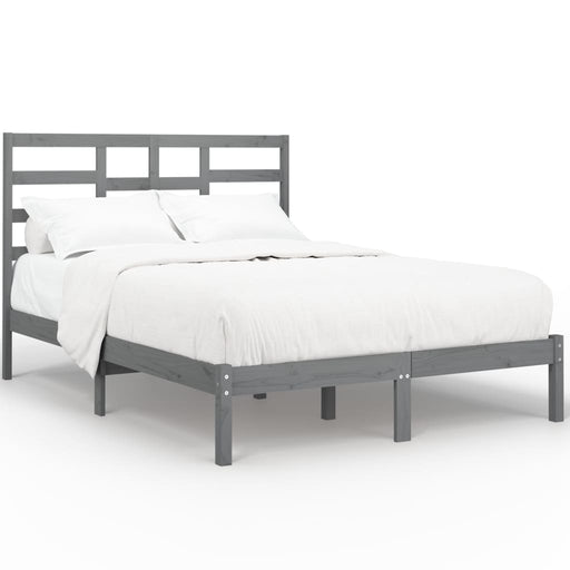 Bed Frame Grey Solid Wood 140x200 cm.