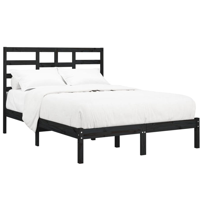 Bed Frame Black Solid Wood 5FT King Size