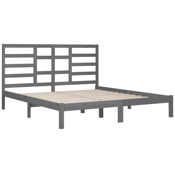 Bed Frame Grey Solid Wood 200x200 cm.