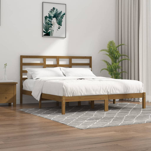 Bed Frame Honey Brown Solid Wood 200x200 cm.