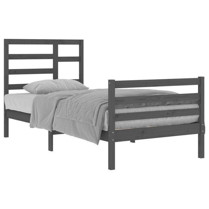 Bed Frame Grey Solid Wood 90x200 cm.