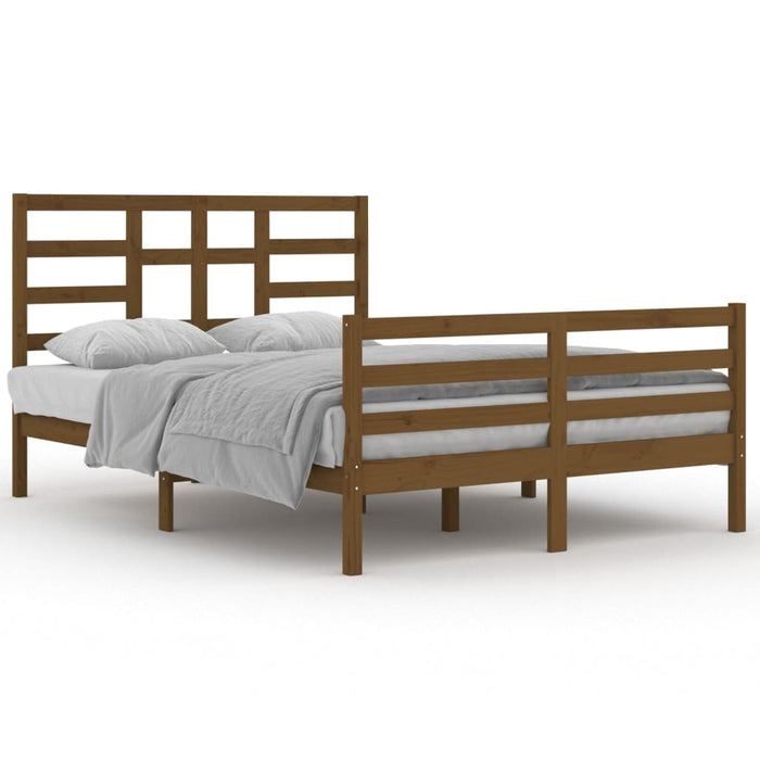 Bed Frame Honey Brown Solid Wood 140x200 cm.