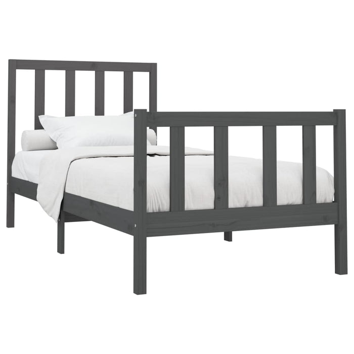Bed Frame Grey Solid Wood Pine 100x200 cm.