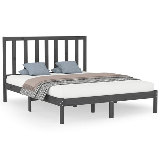 Bed Frame Grey Solid Wood 160x200 cm.
