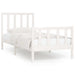 Bed Frame White Solid Wood 90x200 cm.