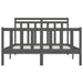 Bed Frame Grey Solid Wood Pine 150x200 cm 5FT King Size.