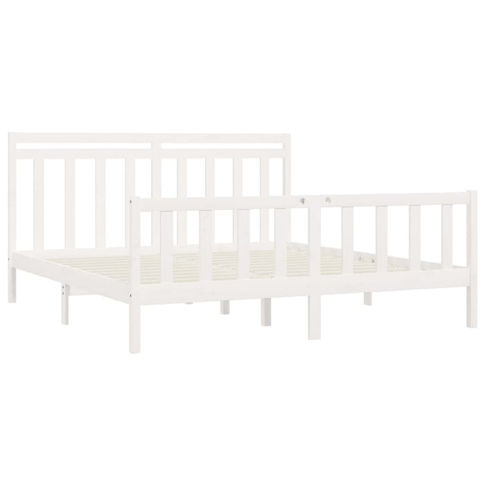 Bed Frame White Solid Wood Pine 200x200 cm.