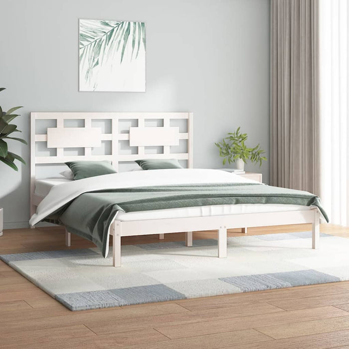 Bed Frame White Solid Wood Pine 180x200 cm 6FT Super King.