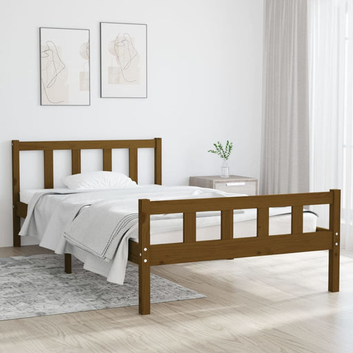 Bed Frame Honey Brown Solid Wood 90x200 cm.