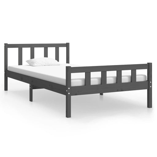 Bed Frame Grey Solid Wood 100x200 cm.