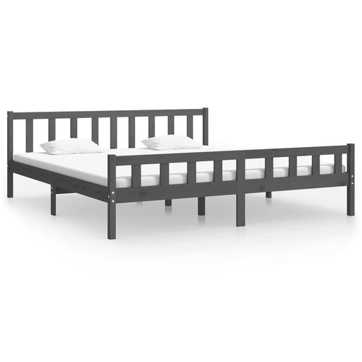 Bed Frame Grey Solid Wood 180x200 cm 6FT Super King.