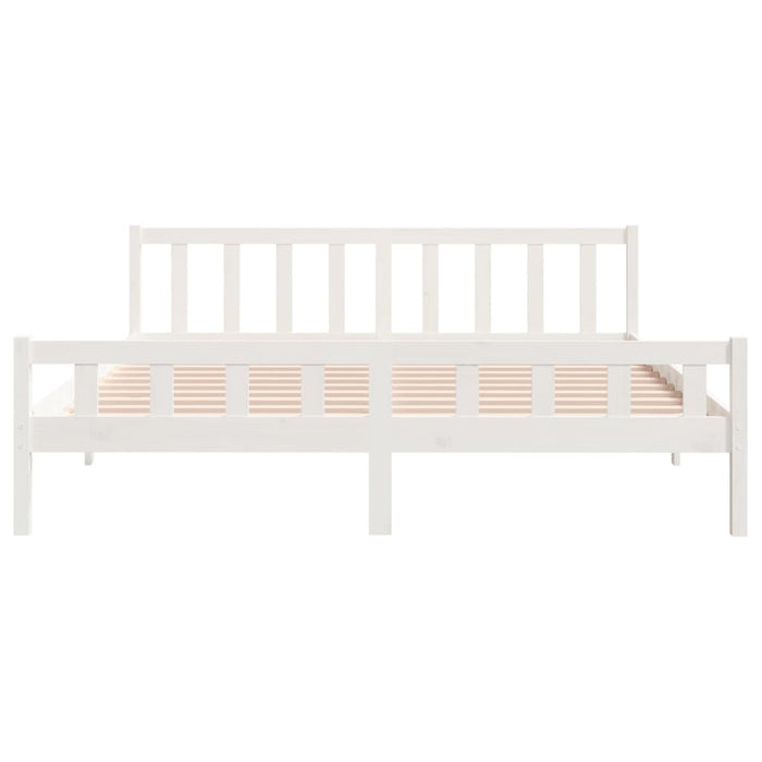Bed Frame White Solid Wood 200x200 cm.