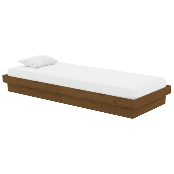 Bed Frame Honey Brown Solid Wood Pine 75x190 cm 2FT6 Small Single.