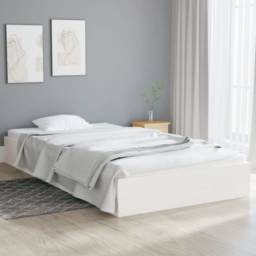 Bed Frame White Solid Wood 90x200 cm.