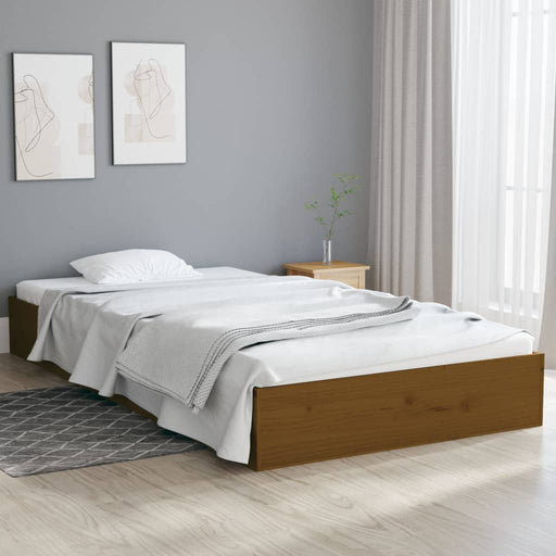 Bed Frame Honey Brown Solid Wood 90x200 cm.