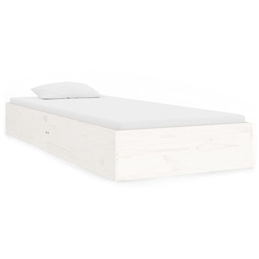 Bed Frame White Solid Wood 75x190 cm 2FT6 Small Single.