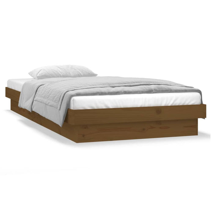 LED Bed Frame Honey Brown 75x190cm 2FT6 Small Single Solid Wood.