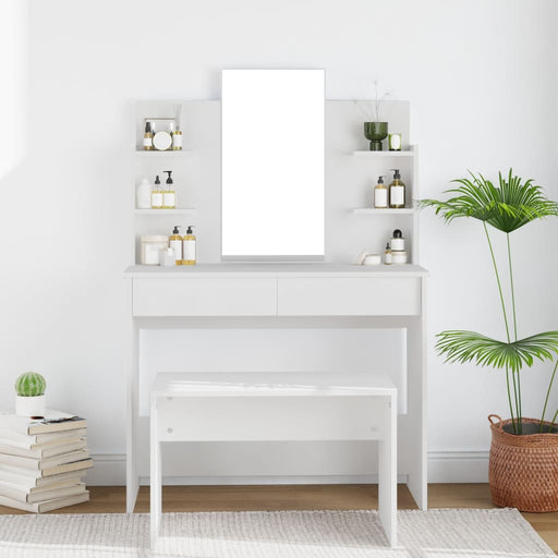 Dressing Table with Mirror White 96x40x142 cm.