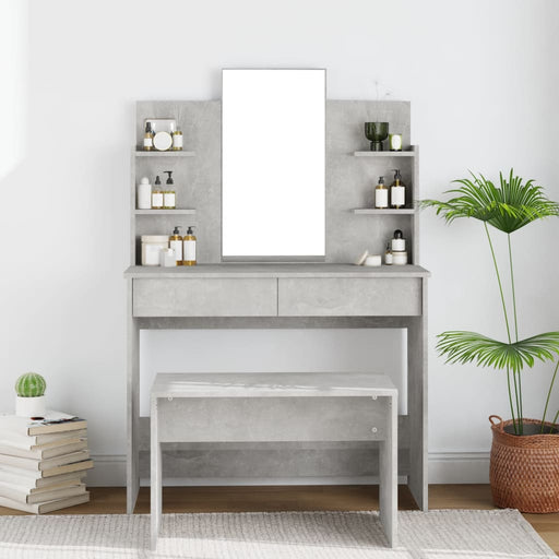 Dressing Table with Mirror Concrete Grey 96x40x142 cm.