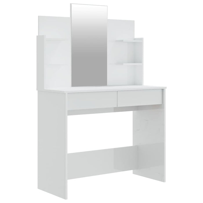 Dressing Table with Mirror High Gloss White 96x40x142 cm.