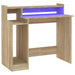 Desk with LED Lights Sonoma Oak 97x45x90 cm Engineered Wood.