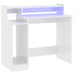 Desk with LED Lights High Gloss White  97x45x90 cm Engineered Wood.