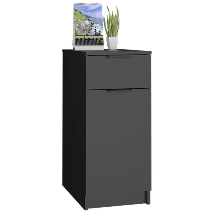 Desk Cabinet Black Engineered Wood 33.5 cm