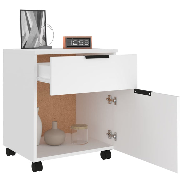 Mobile File Cabinet with Wheels White 45x38x54 cm Engineered Wood.