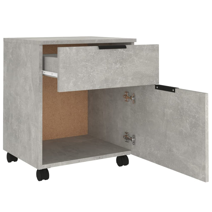 Mobile File Cabinet with Wheels Concrete Grey 45x38x54 cm Engineered Wood.