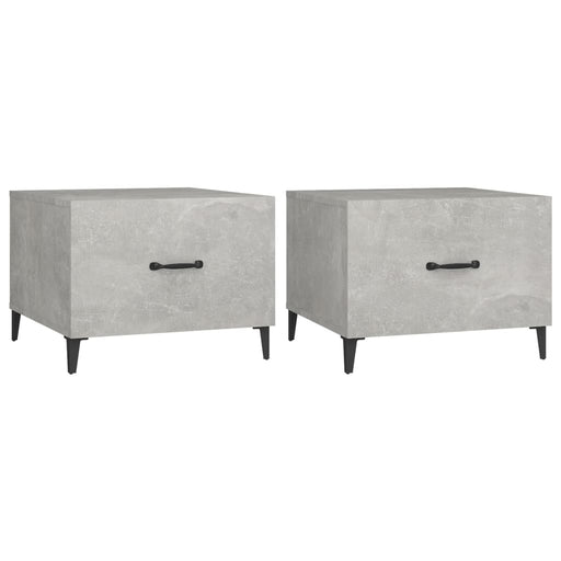 Coffee Table with Metal Legs 2 pcs Concrete Grey 50x50x40 cm.