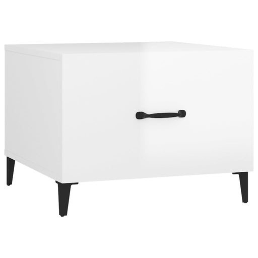 Coffee Table with Metal Legs High Gloss White 50x50x40 cm.