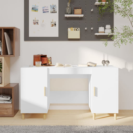 Desk White 140x50x75 cm Engineered Wood.