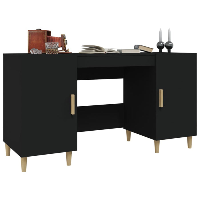 Desk Black 140x50x75 cm Engineered Wood.