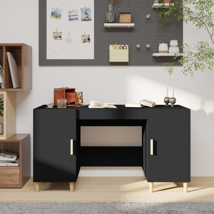 Desk Black 140x50x75 cm Engineered Wood.