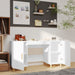 Desk High Gloss White 140x50x75 cm Engineered Wood.