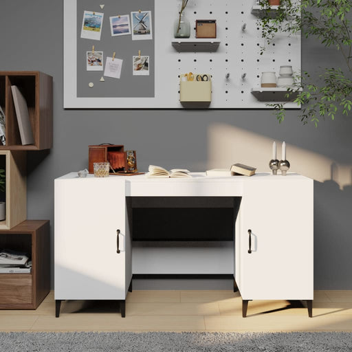 Desk White 140x50x75 cm Engineered Wood.